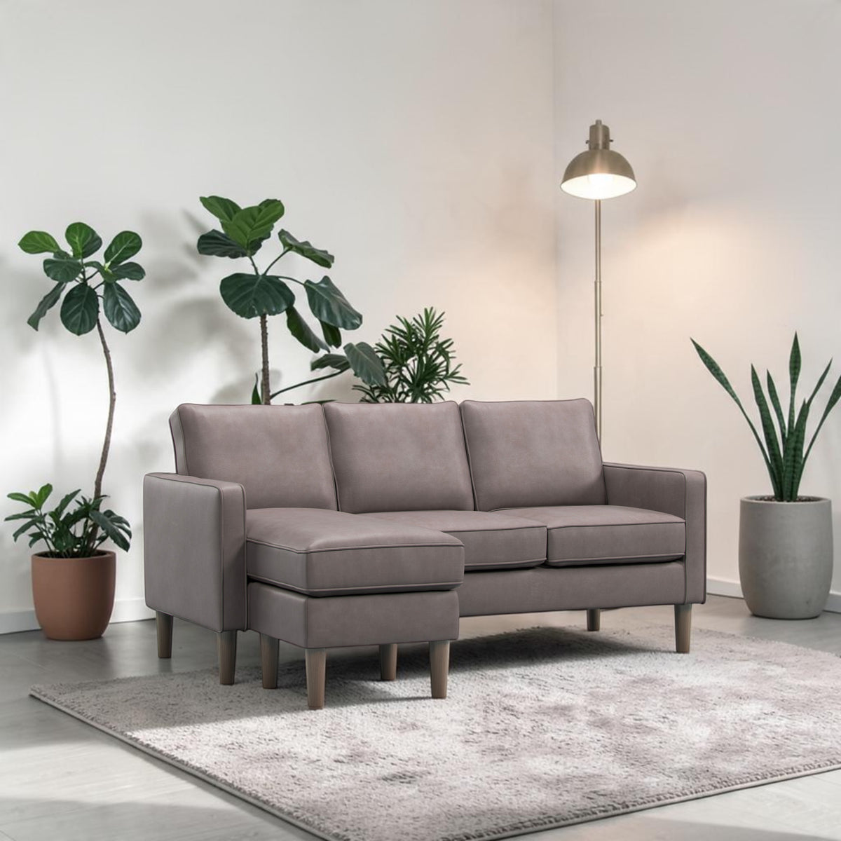 #Colour: Grey Faux Leather
