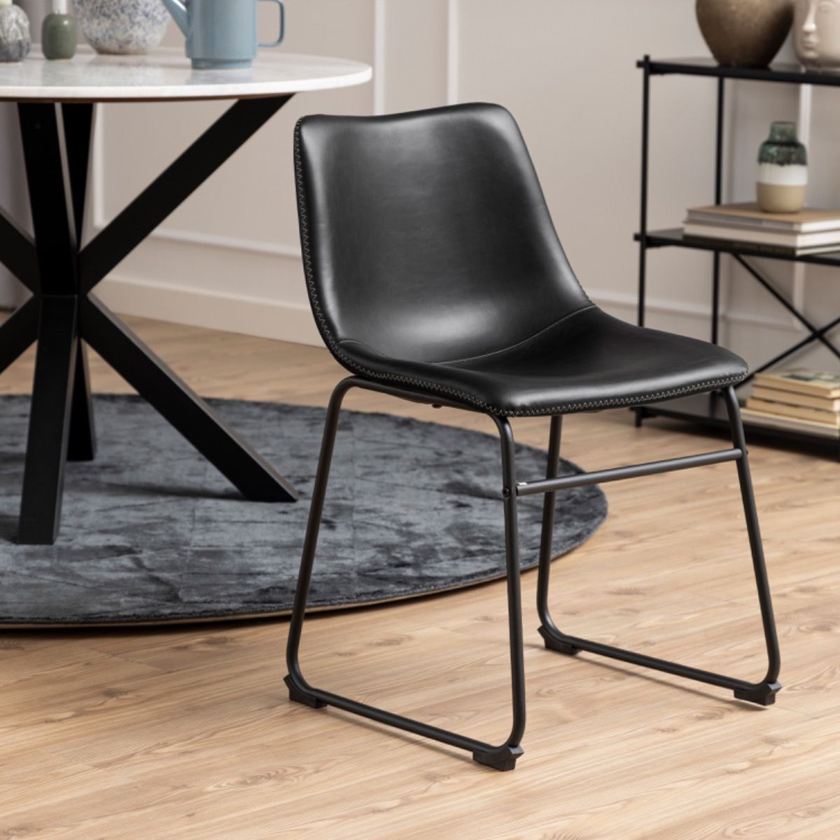 #Colour:Black Faux Leather