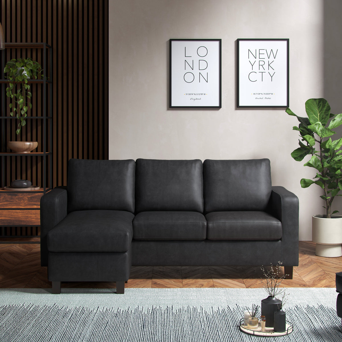 #Colour: Black Faux Leather