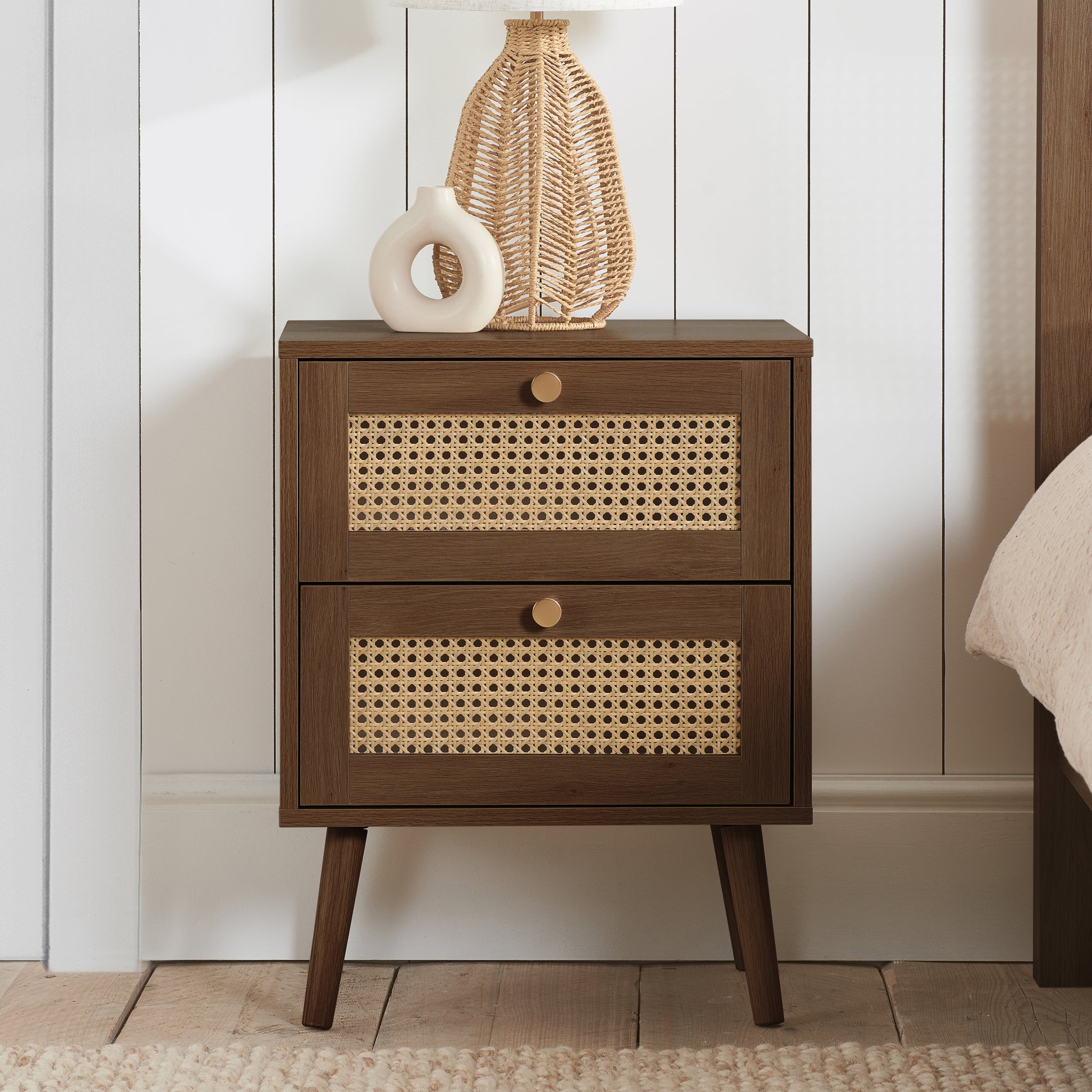 #Colour:Walnut Size:2 Drawer