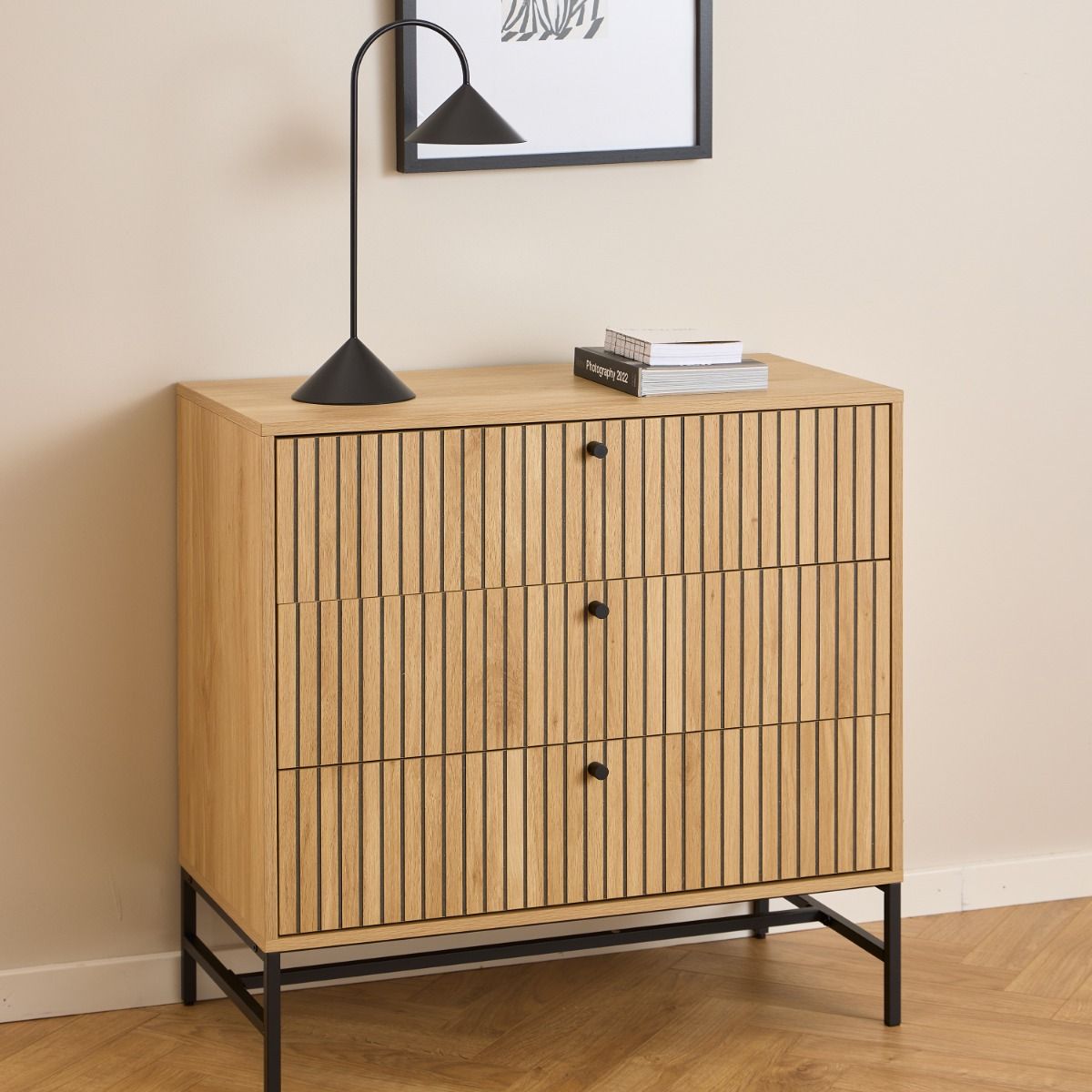 #Colour:Oak Size:3 Drawer