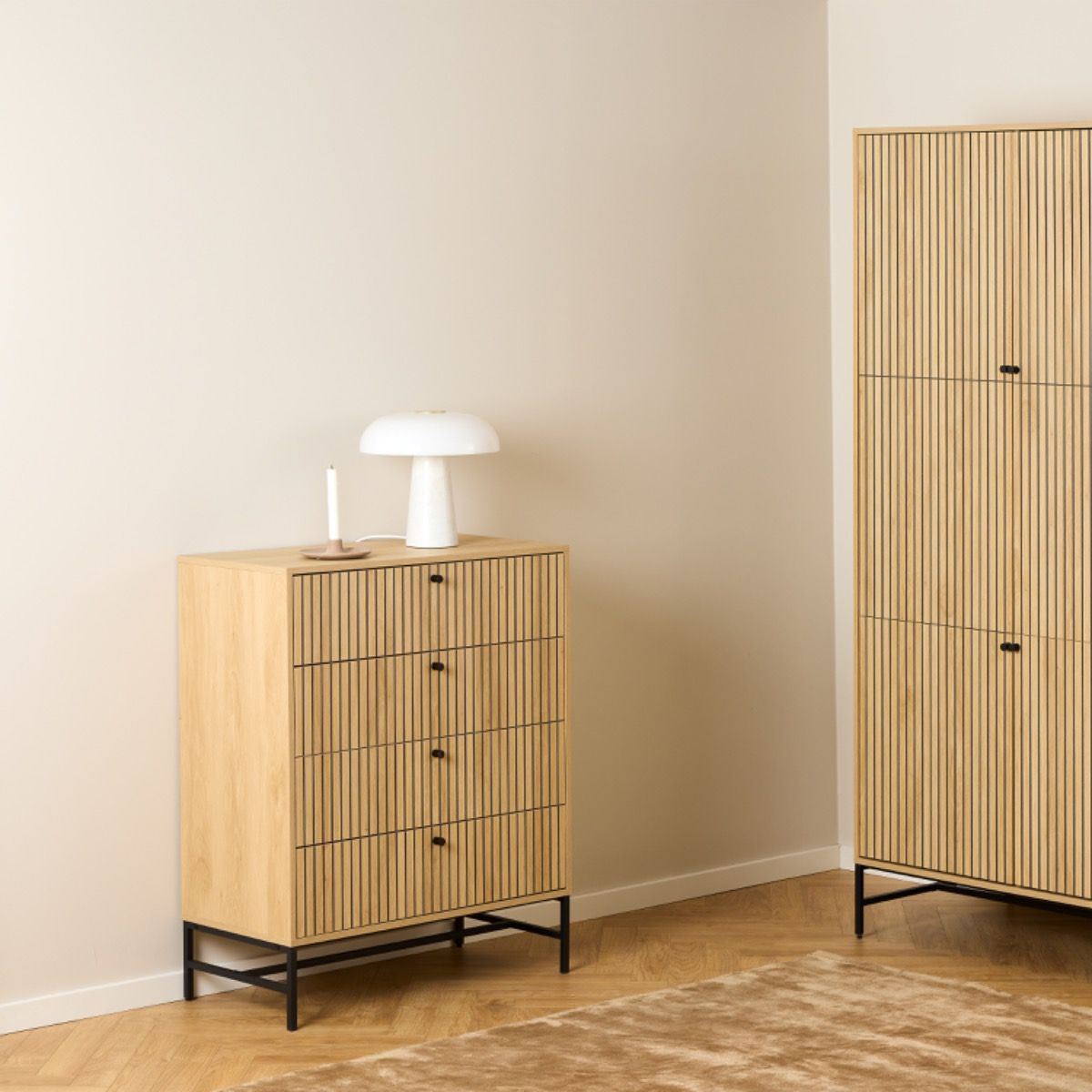 #Colour:Oak Size:4 Drawer