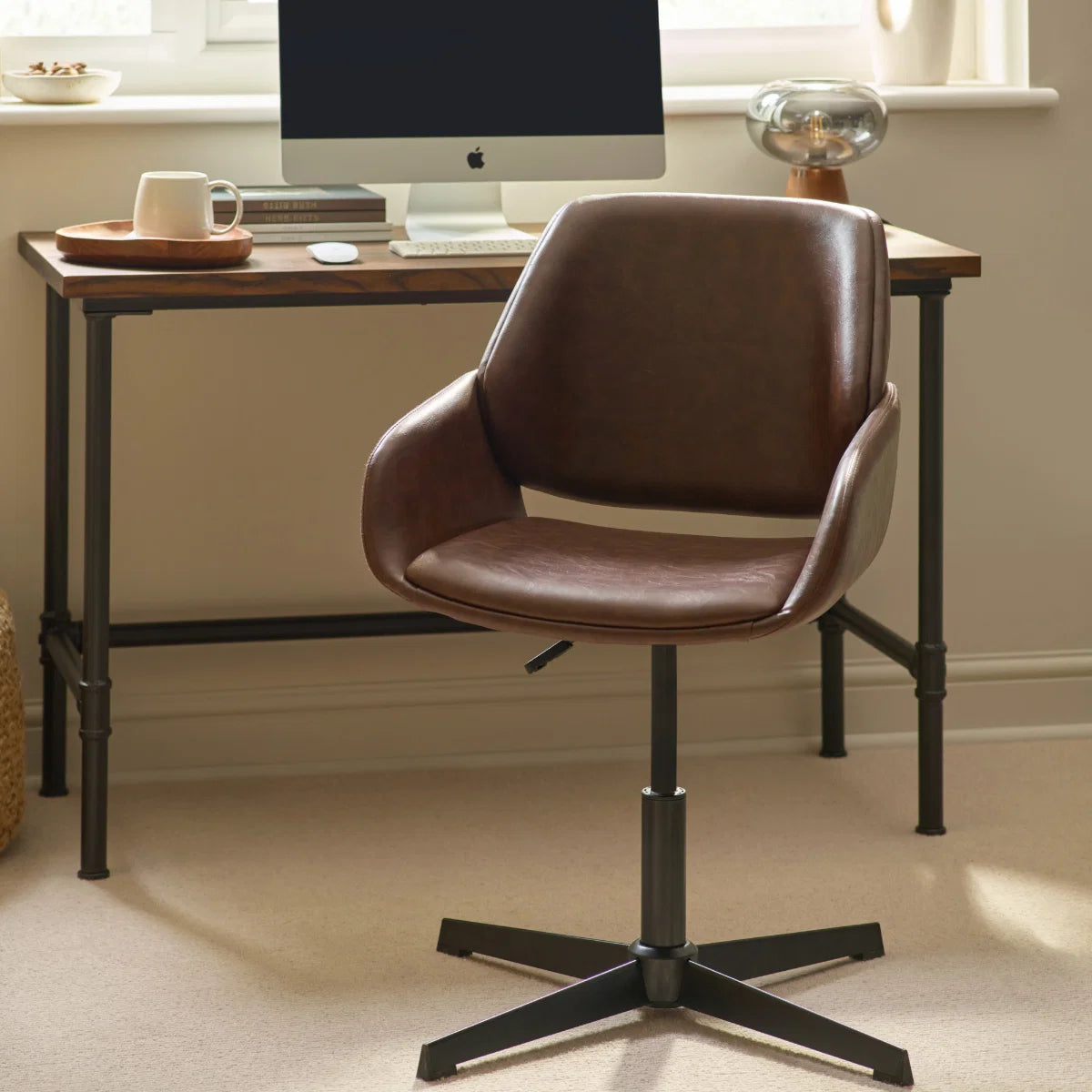 #Colour:Brown Faux Leather