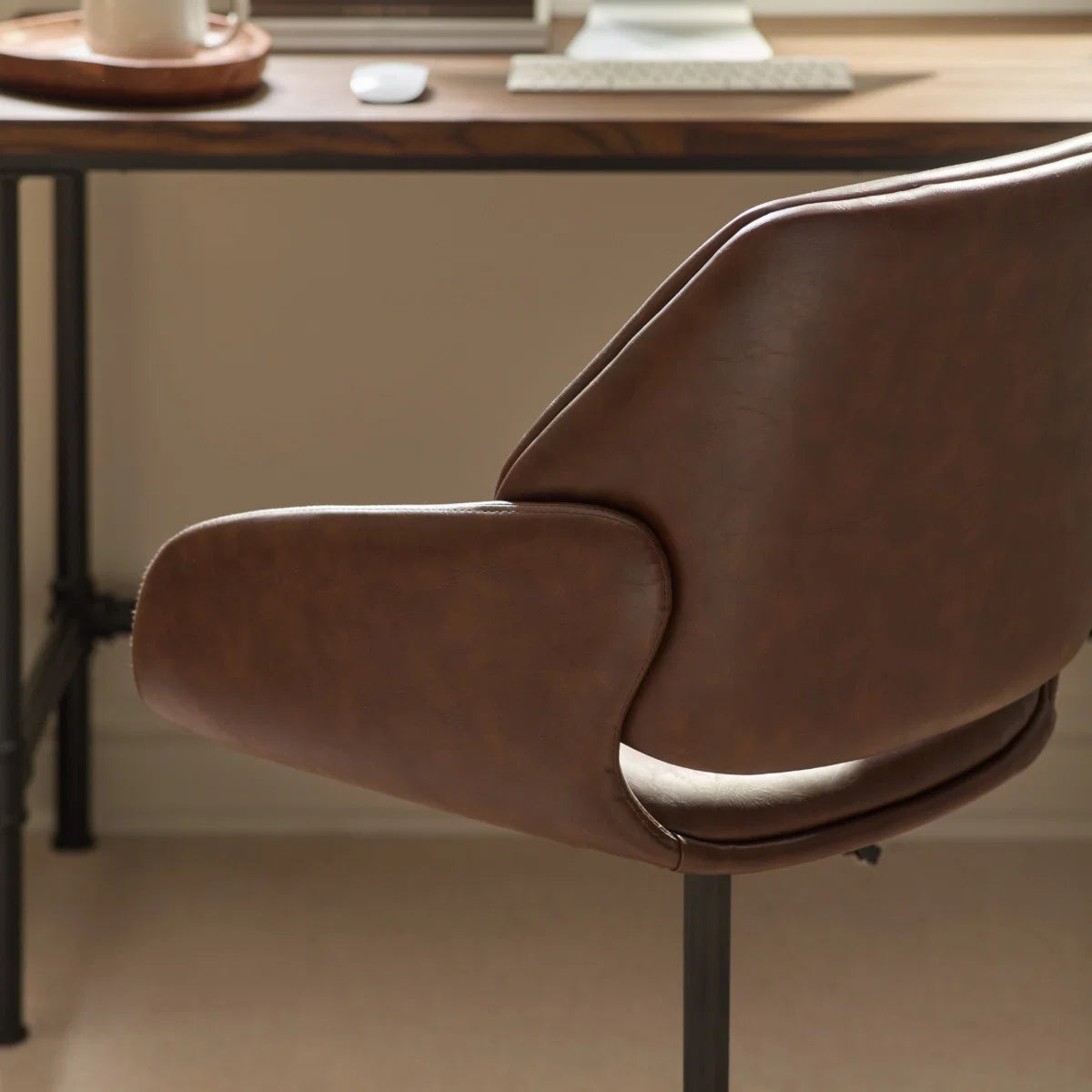 #Colour:Brown Faux Leather