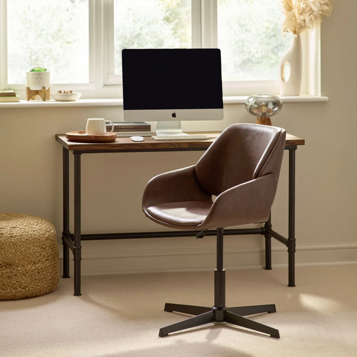 #Colour:Brown Faux Leather