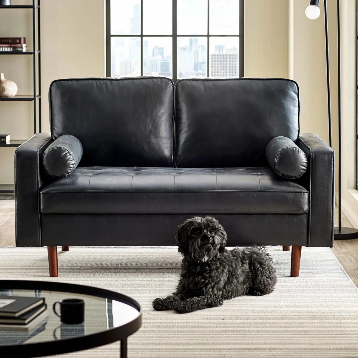 #Colour:Black Faux Leather